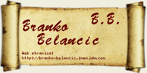 Branko Belančić vizit kartica